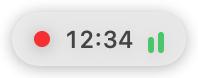Recording bar showing a red dot and a timer
